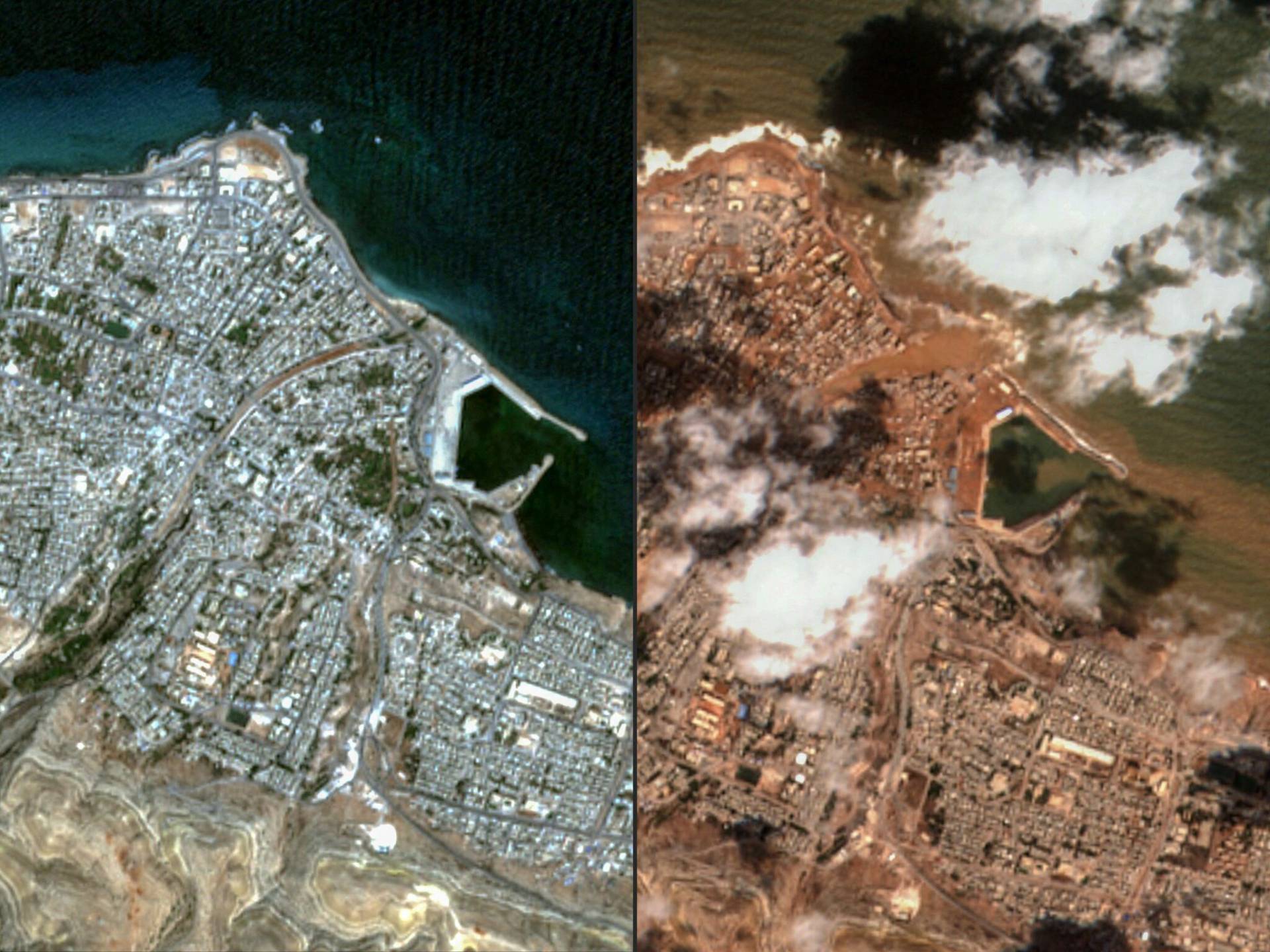Λιβύη: Δορυφορικές εικόνες με το πριν και το μετά το πέρασμα της κακοκαιρίας Daniel