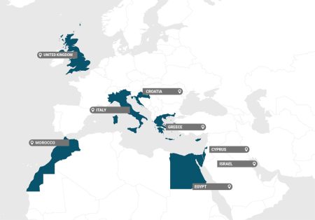 Ο χάρτης με τις χώρες δραστηριοποίησης της energean