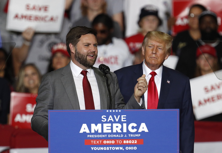 former us president donald trump holds rally in youngstown, ohio